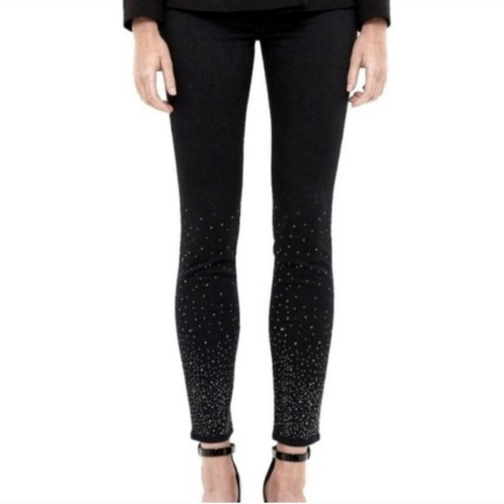 Ted Baker Jeans Denim Lamira Whimsygoth Rhinestone Crystal Sparkle Skinny Black